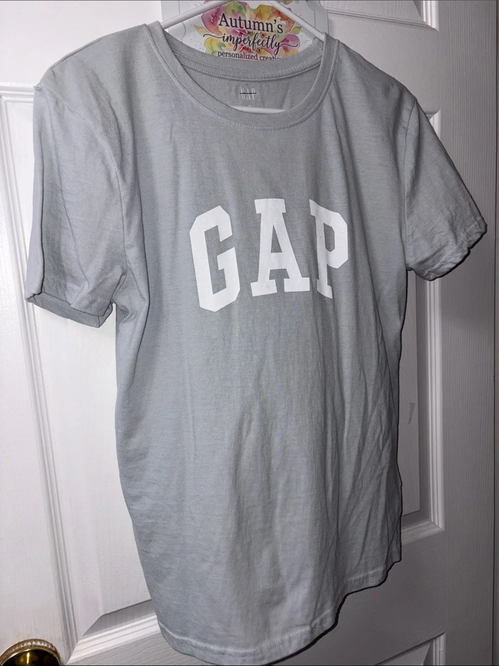 GAP Gray Logo Tee with White Lettering girls xl 14/16